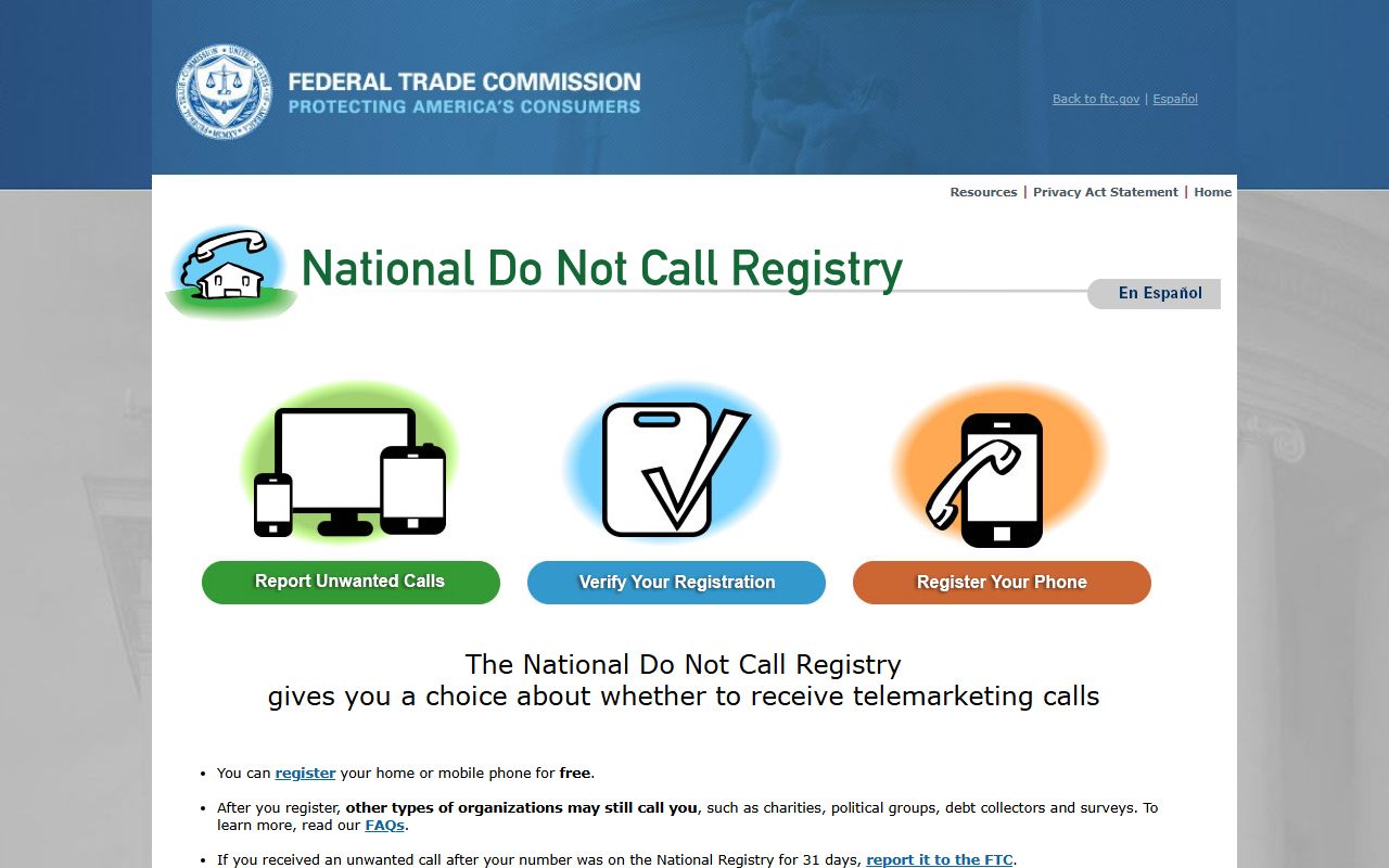 Hickory phone codes FTC Do Not Call Registry unwanted call reporting
